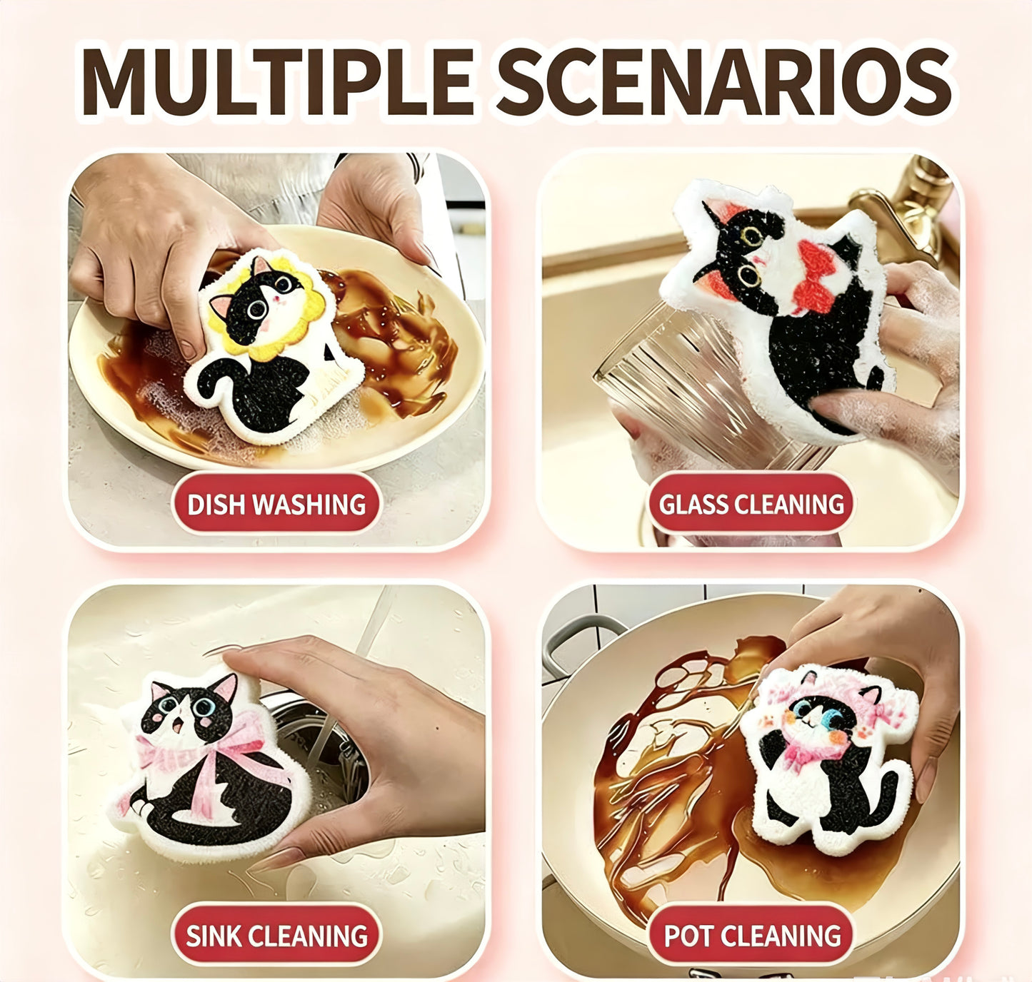 【NO.9】- Kitchen Sponges - natural wood pulp, oil-proof, quick-dry& antibacterial